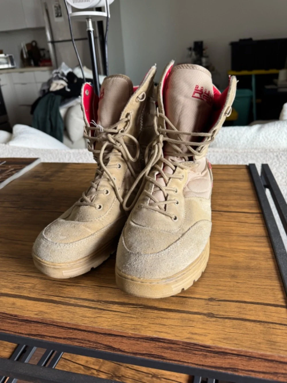 Military Combat Boots Suede Desert Sand Padded Detail